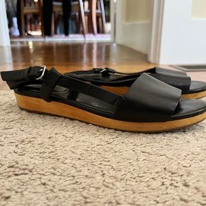Madewell Black Slingback Sandals with Wooden Sole